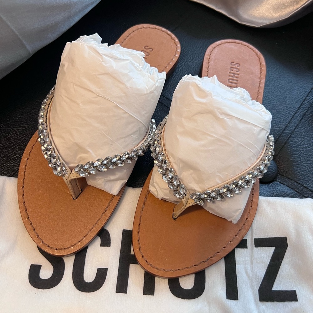 Schutz crystal flip flops